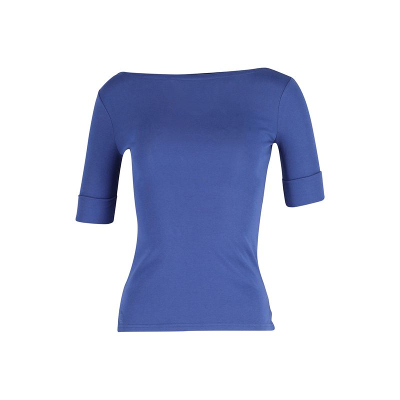 Lauren Ralph Lauren Boat Neck Top With Blue Cotton